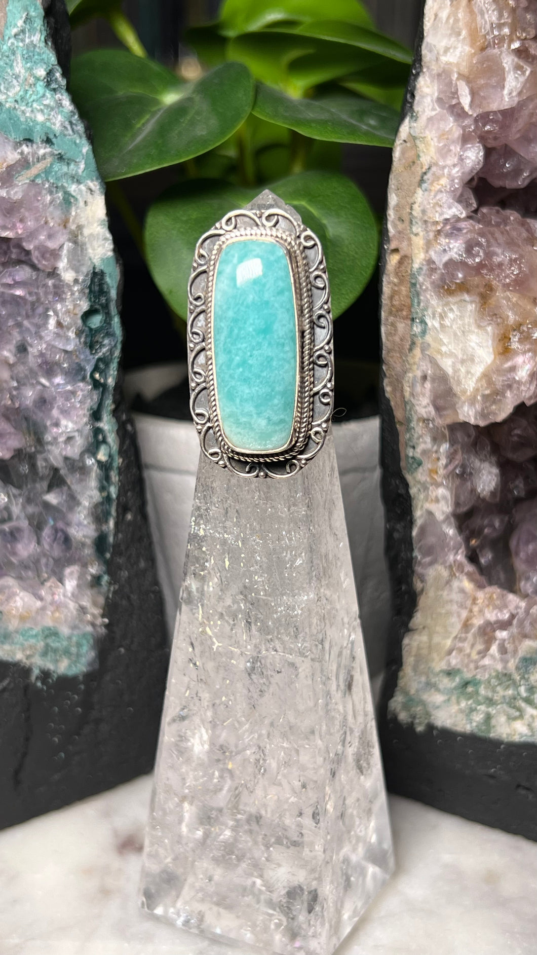 Amazonite Rectangle Ring - 5.5