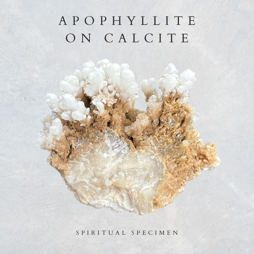 Apophyllite on Calcite