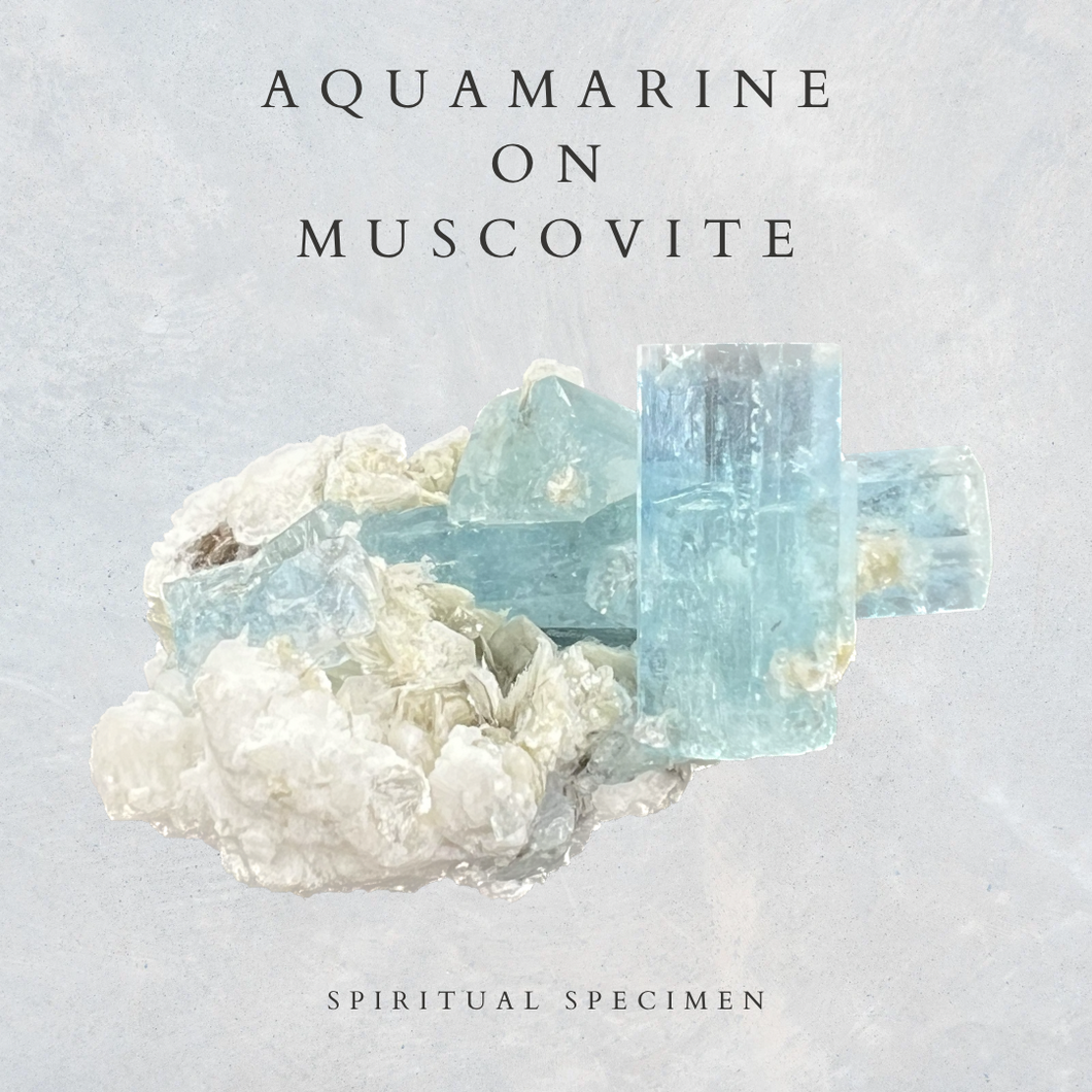 Aquamarine on Muscovite