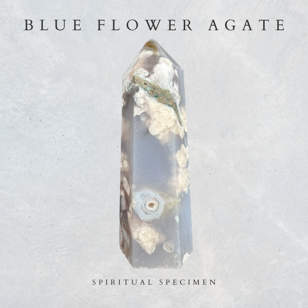 Blue Flower Agate Tower