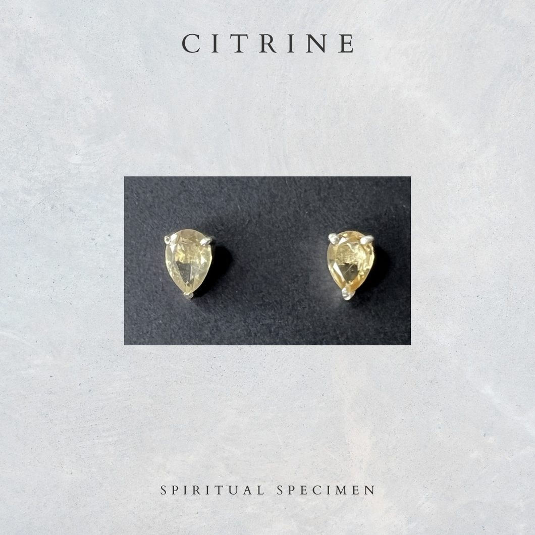 Citrine Pear Stud Earrings