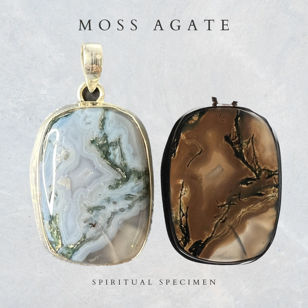 Moss Agate Rectangle Pendant