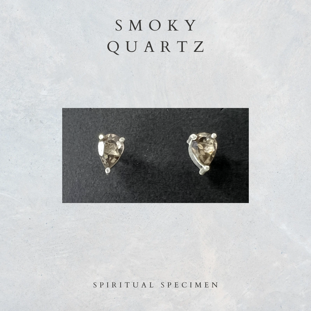 Smoky Quartz Pear Stud Earrings