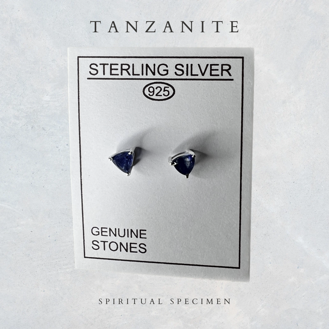 Tanzanite Triangle Stud Earrings