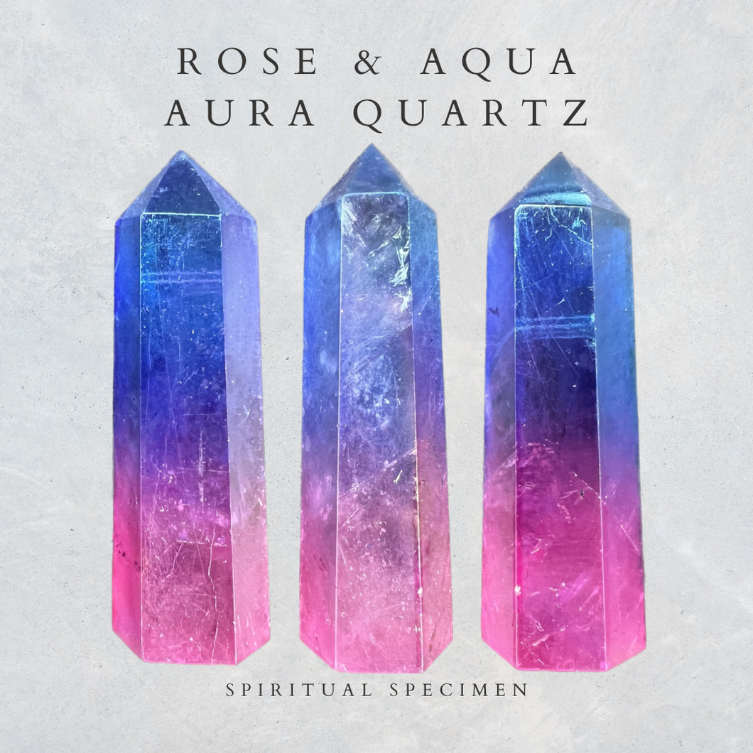 Rose & Aqua Aura Quartz Tower